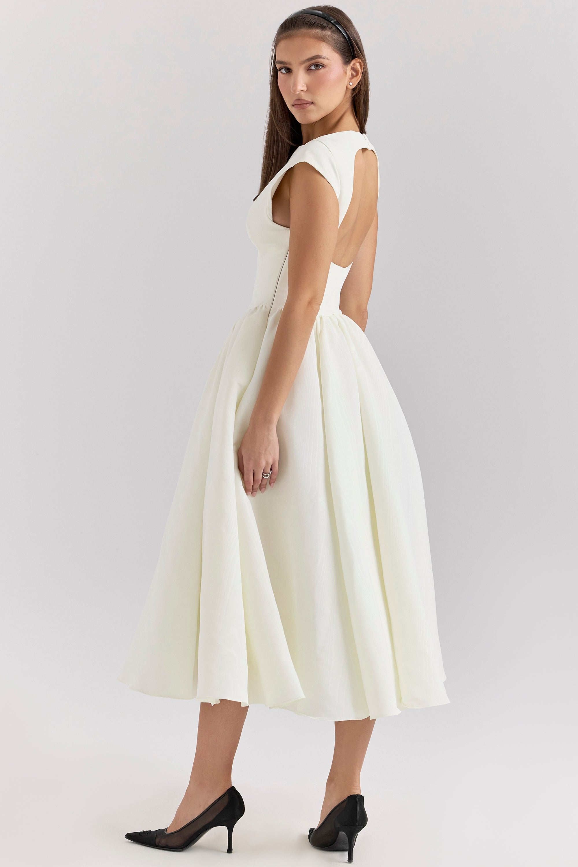 DEBUTANTE - MOIRE SATIN MIDI DRESS
