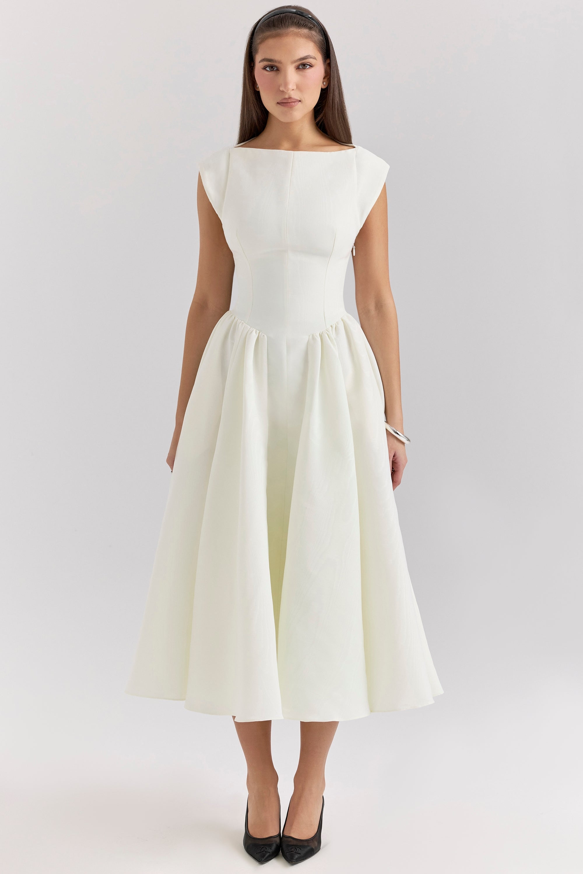DEBUTANTE - MOIRE SATIN MIDI DRESS