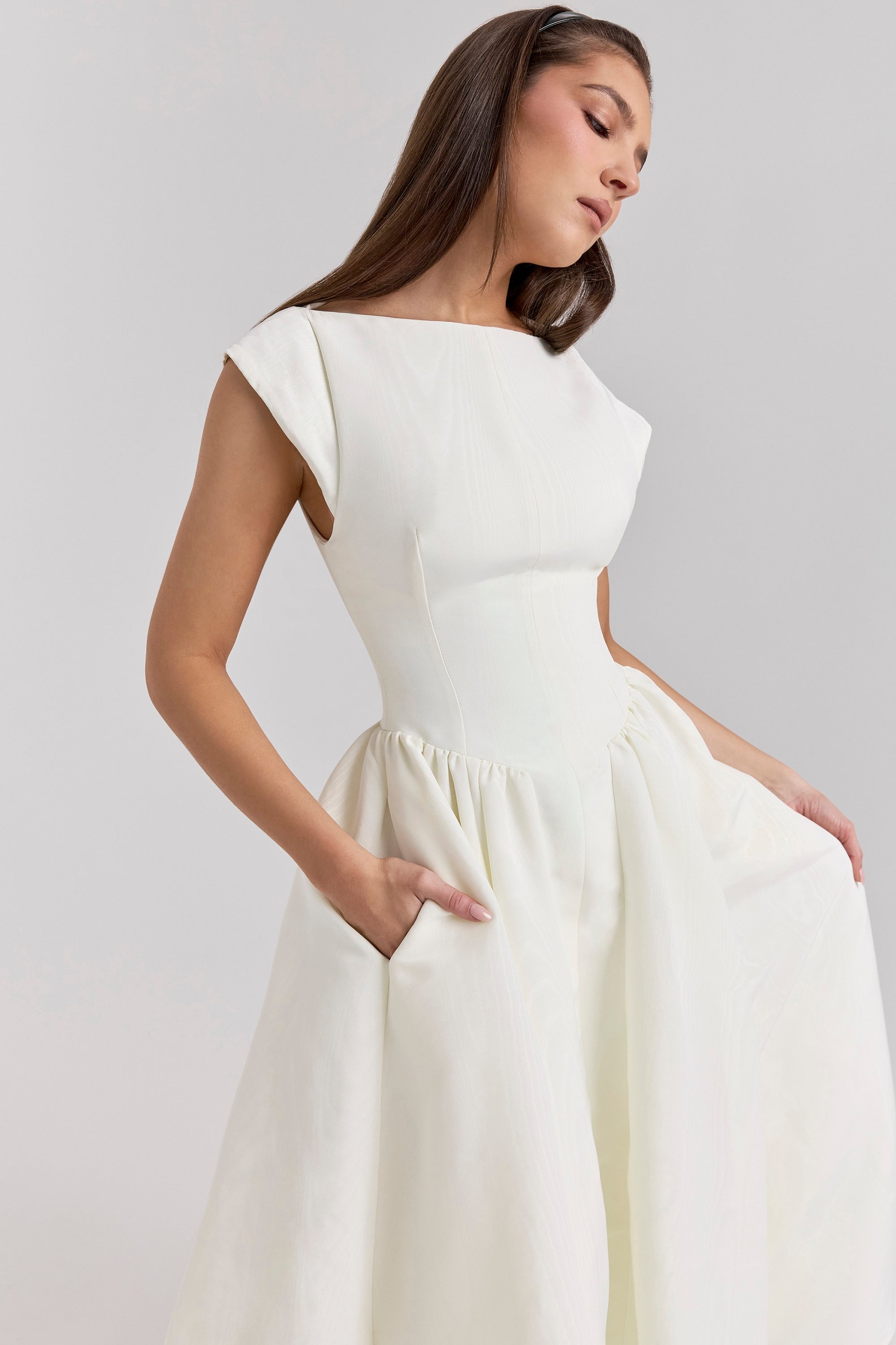 DEBUTANTE - MOIRE SATIN MIDI DRESS