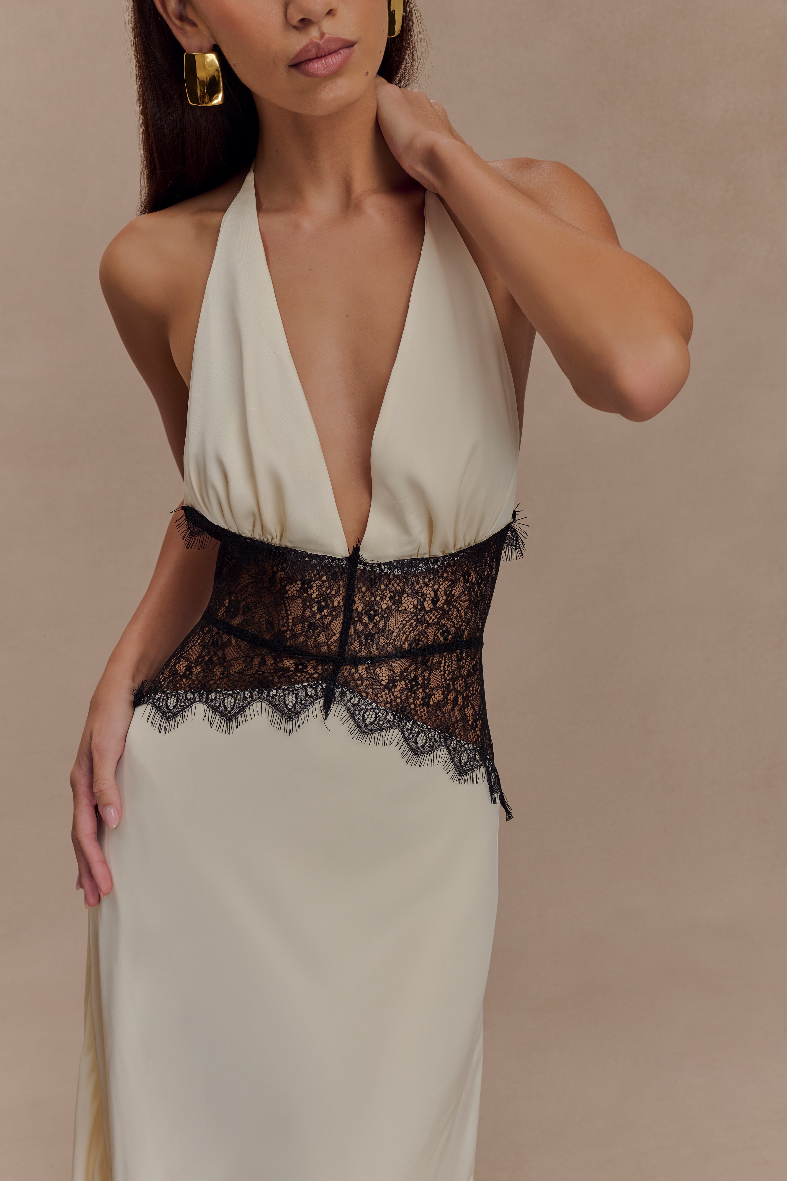 Dinah Lace And Satin Maxi Dress