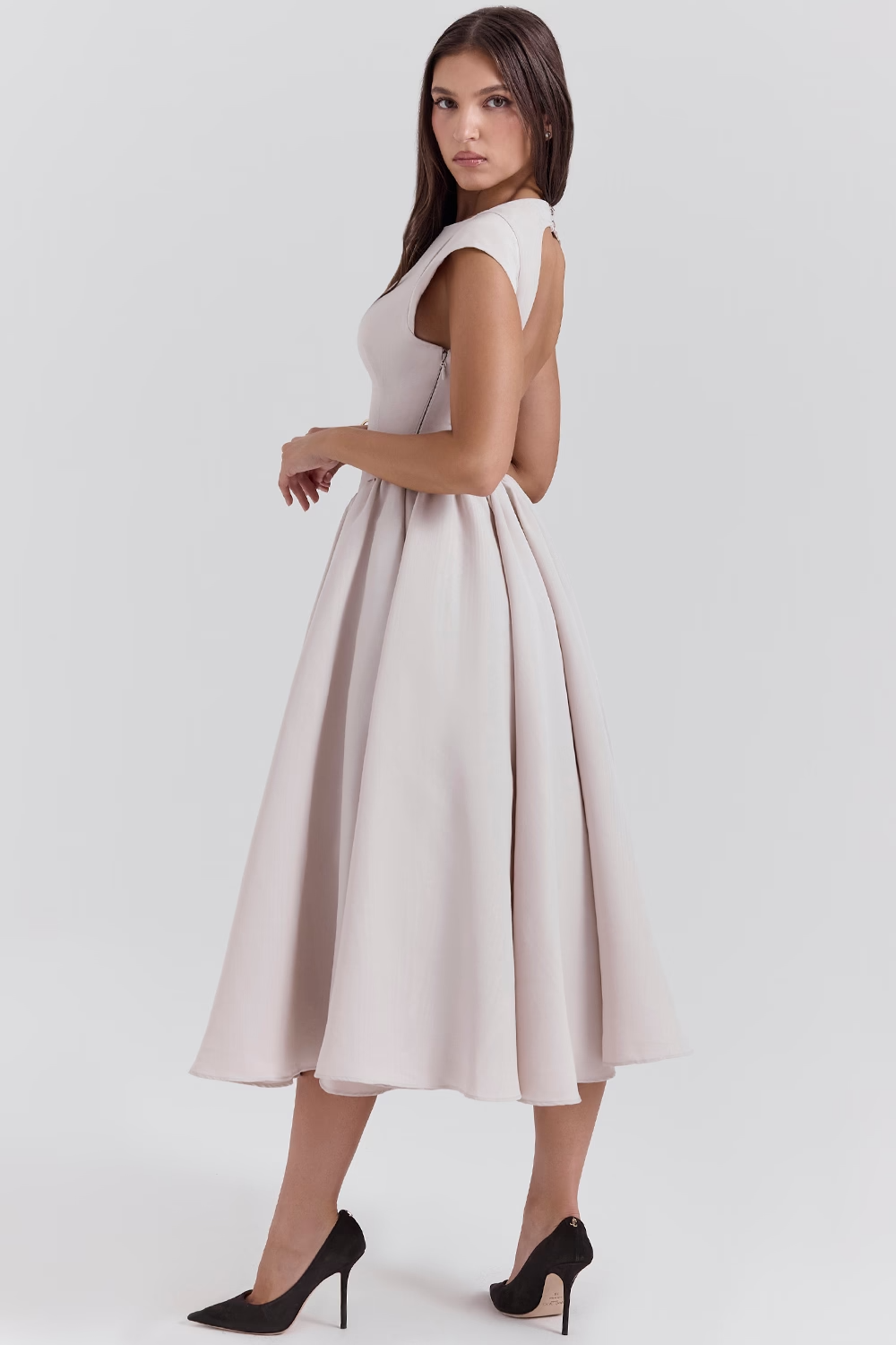 DEBUTANTE - MOIRE SATIN MIDI DRESS