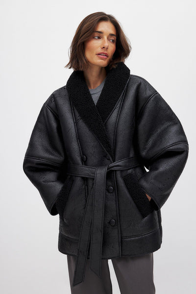 ISABELLA - BELTED DETAIL SHEARLING JACKET
